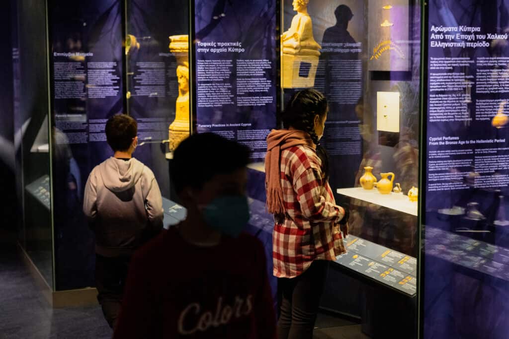 photograph of children looking at exhibits