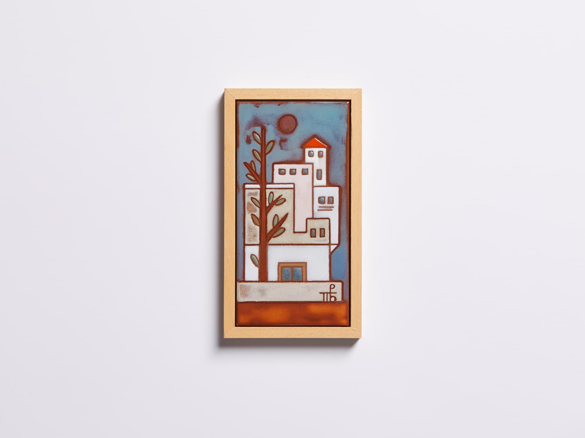 Ceramic Tile with Frame Inspired by the Greek Islands