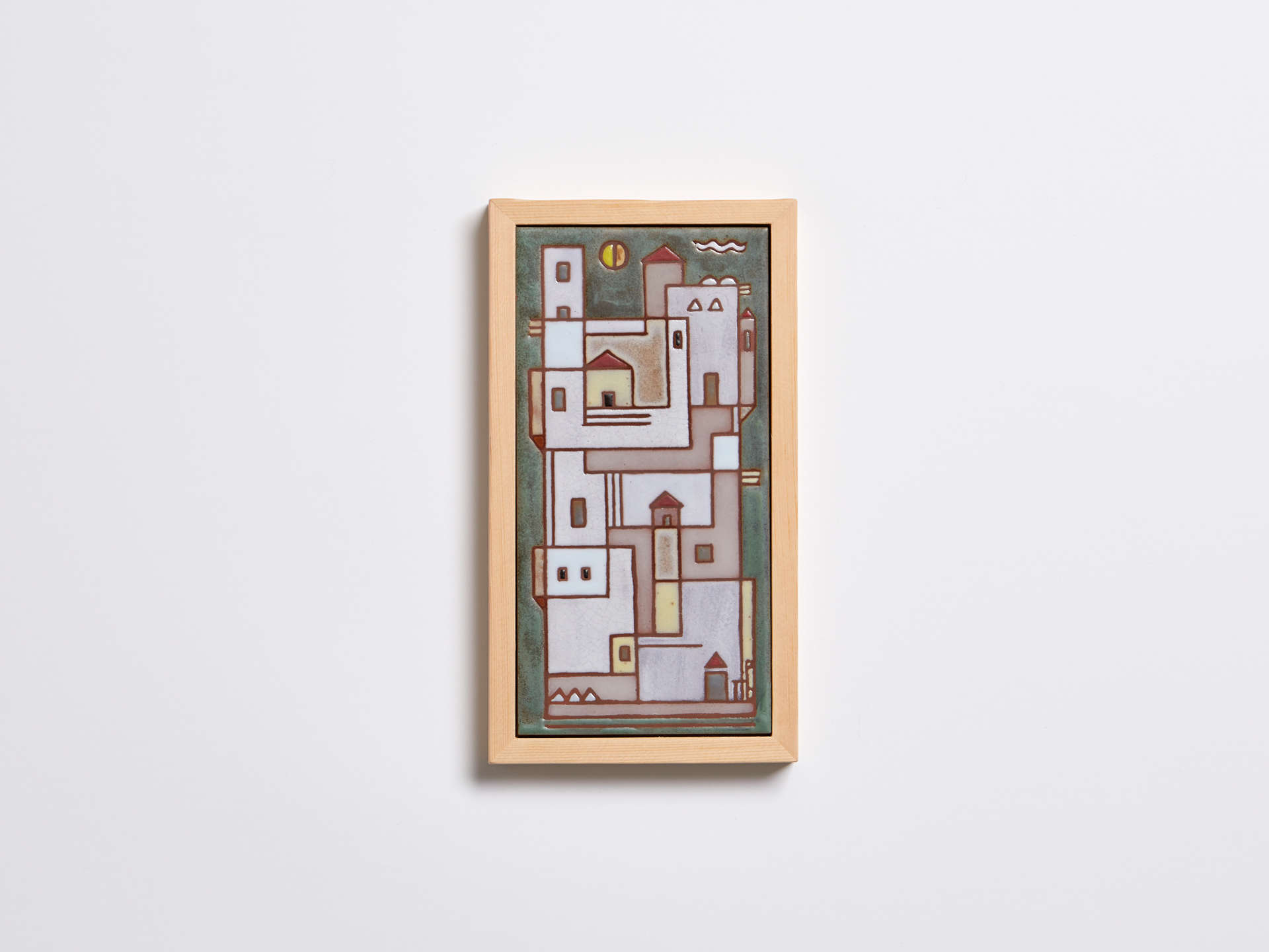 Ceramic Tile with Frame Inspired by the Greek Islands