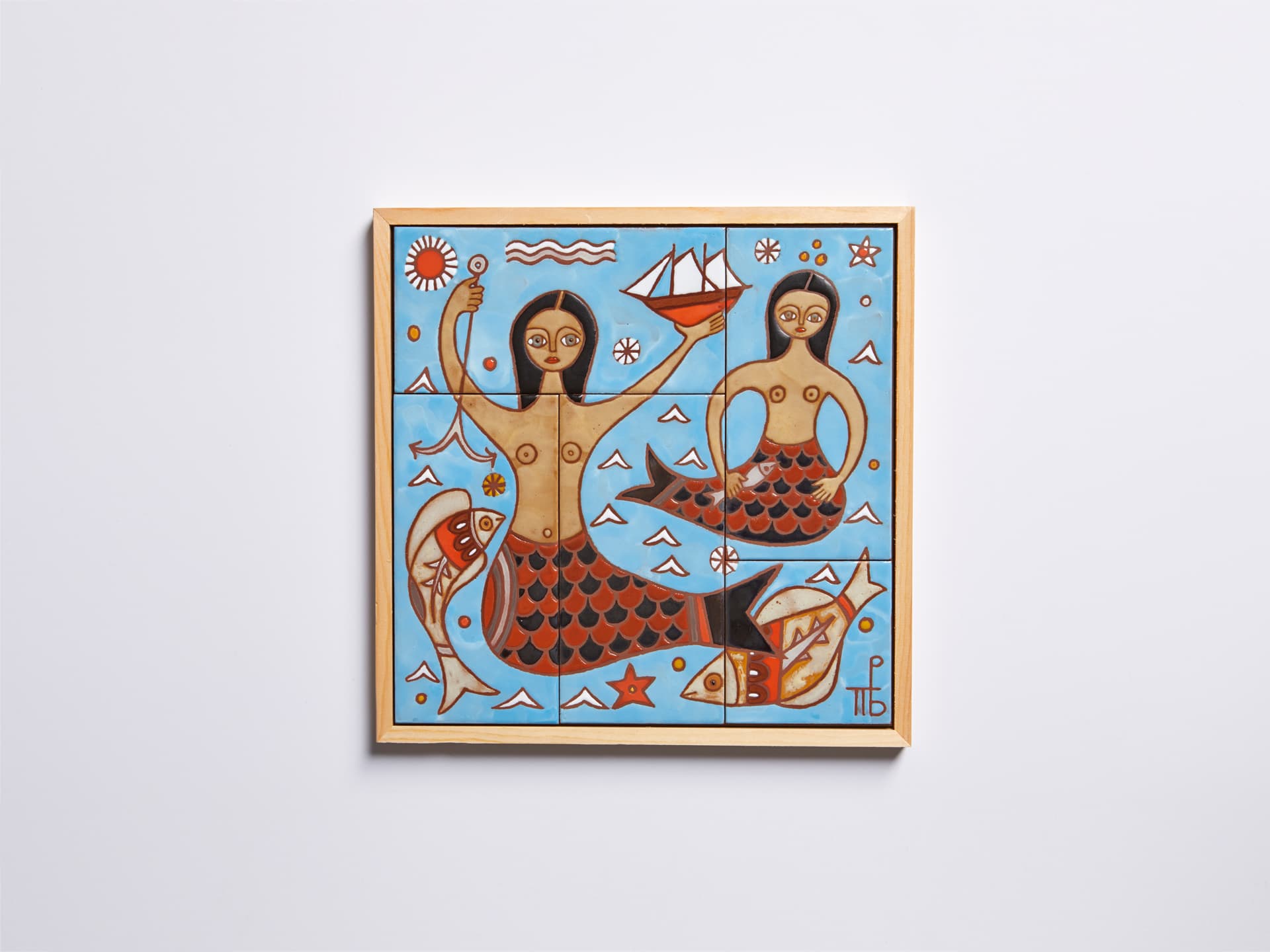 Ceramic Tile with Frame Inspired by the Sea World