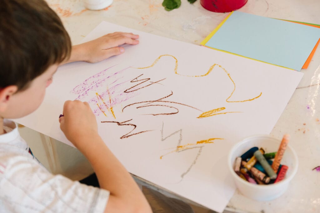 photo of child drawing