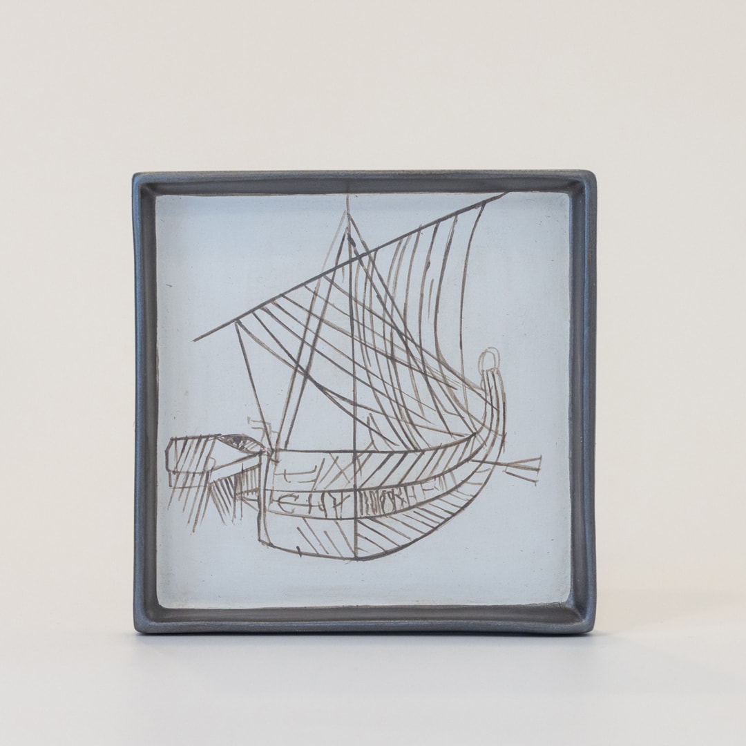 Ceramic Plate Depicting a Ship
