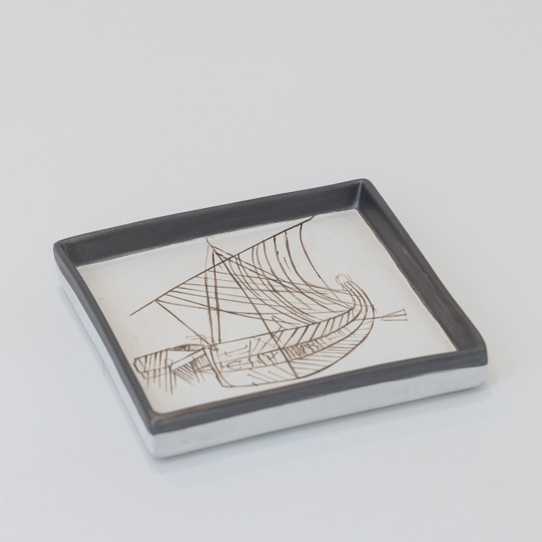 Ceramic Plate Depicting a Ship