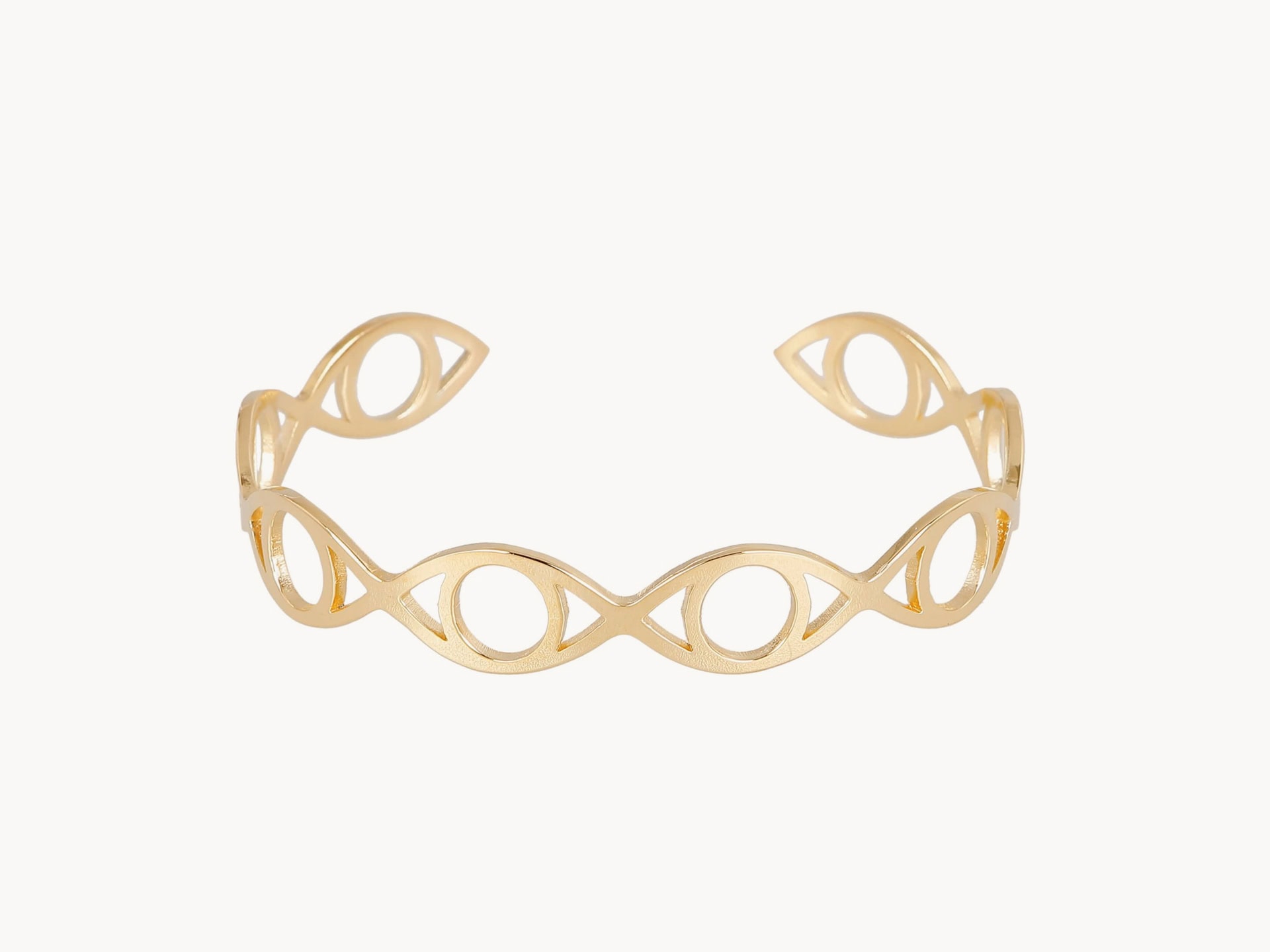 Gold plated bracelet with eyes.