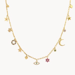 Κολιέ «Charm Pink and Green»