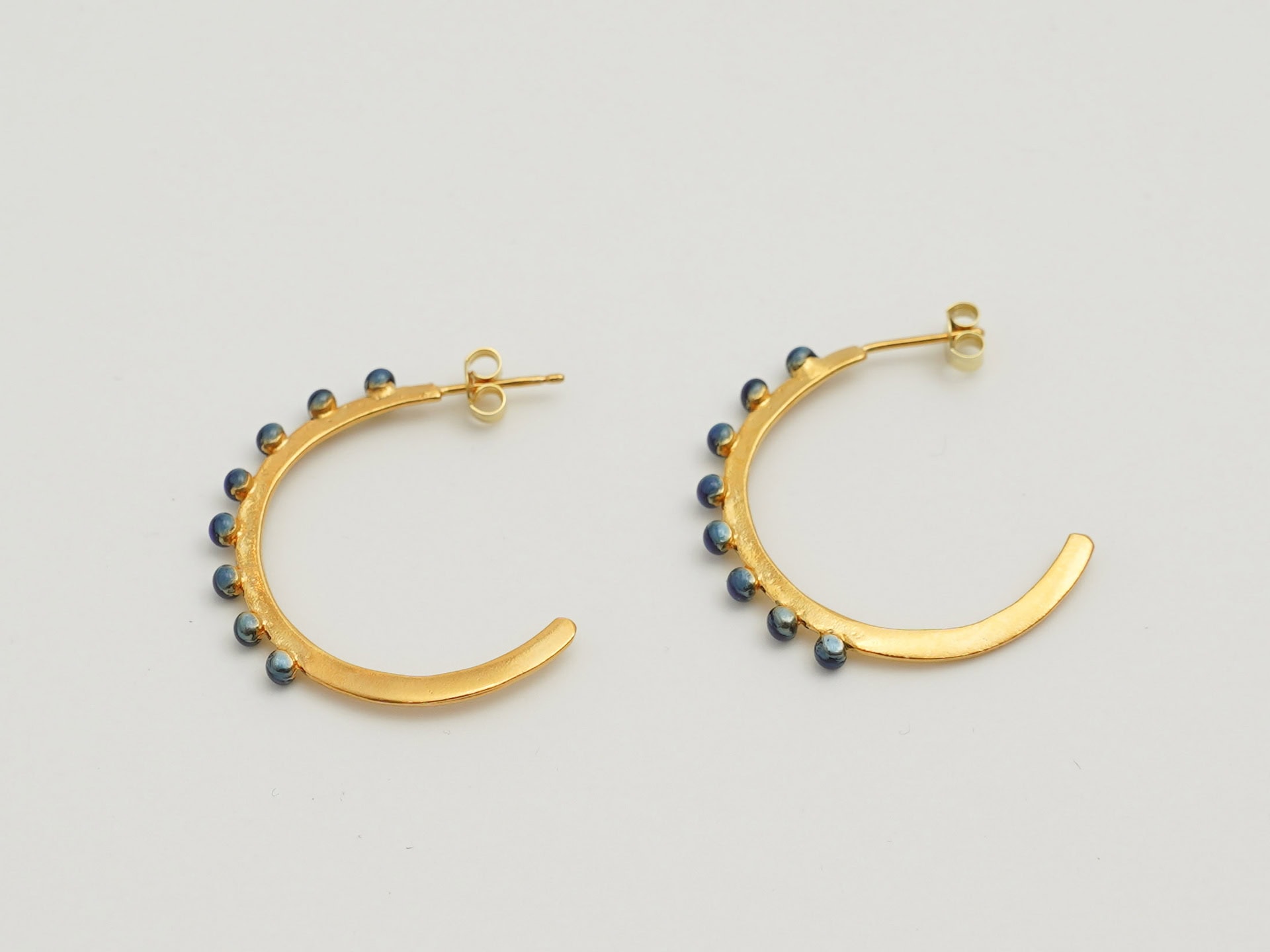 Hoop Earrings with Blue Details