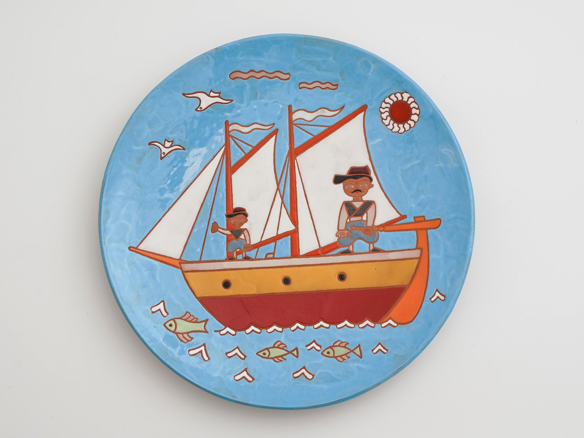 Ceramic Plate – Boat with Sailors