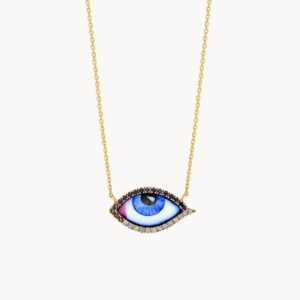 Eye Necklace "Petit Bleu" with Diamonds