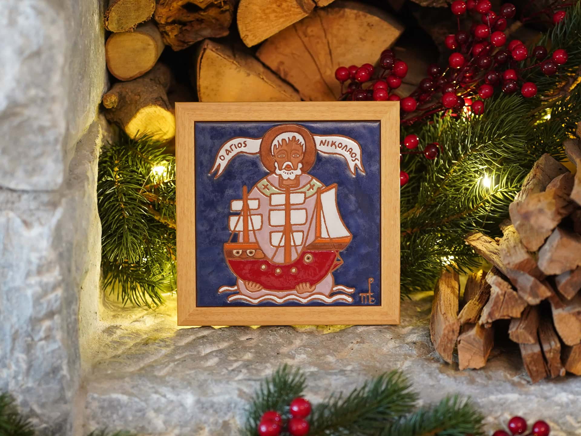 Ceramic Tile with Frame – Saint Nicholas