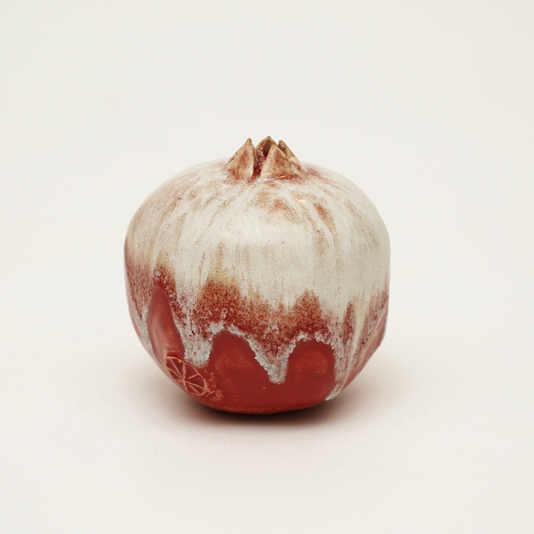 Κεραμικό Ρόδι – Κόκκινο με Λευκό