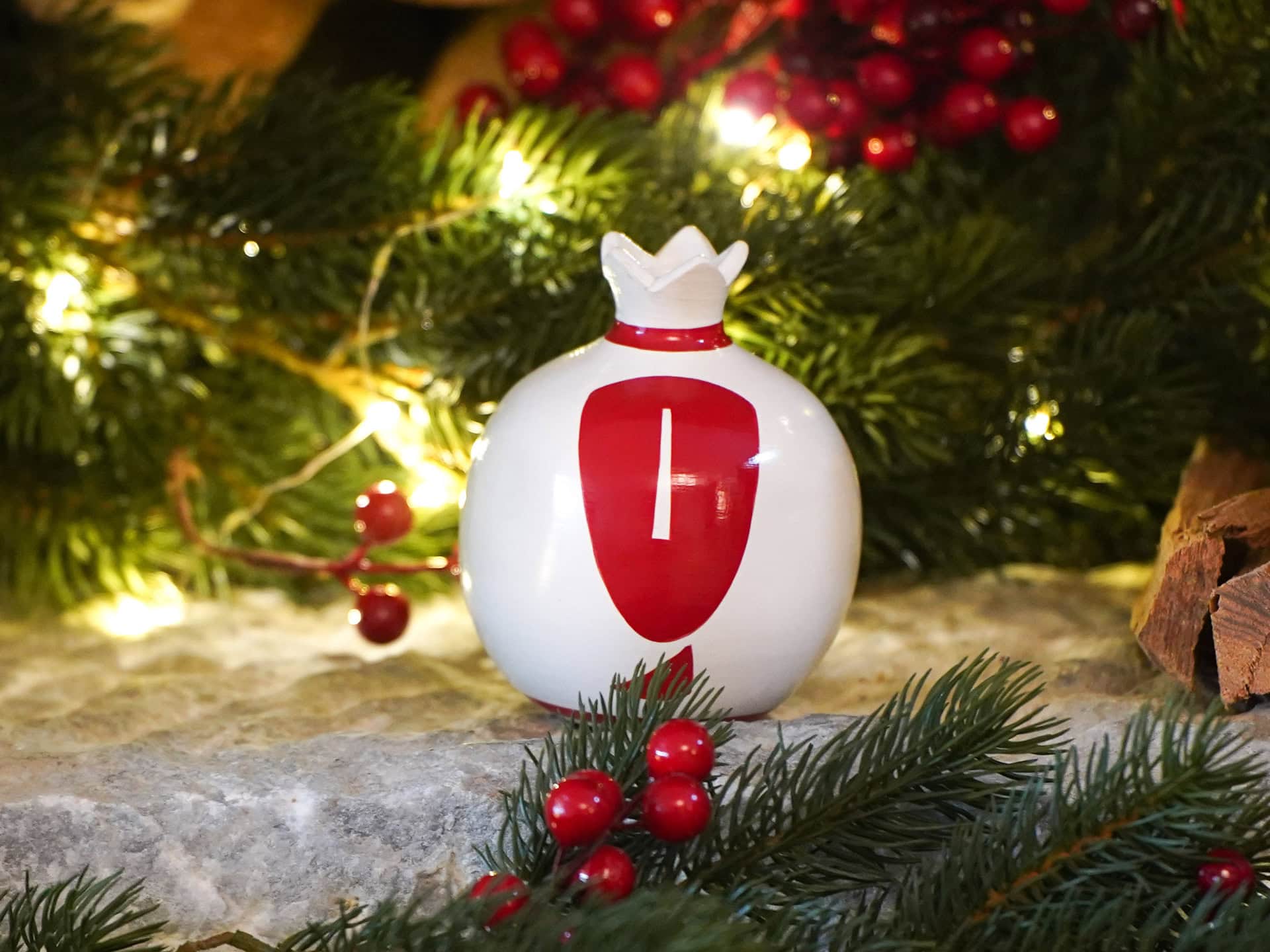 Festive Pomegranate 2026 – White with Cycladic Head