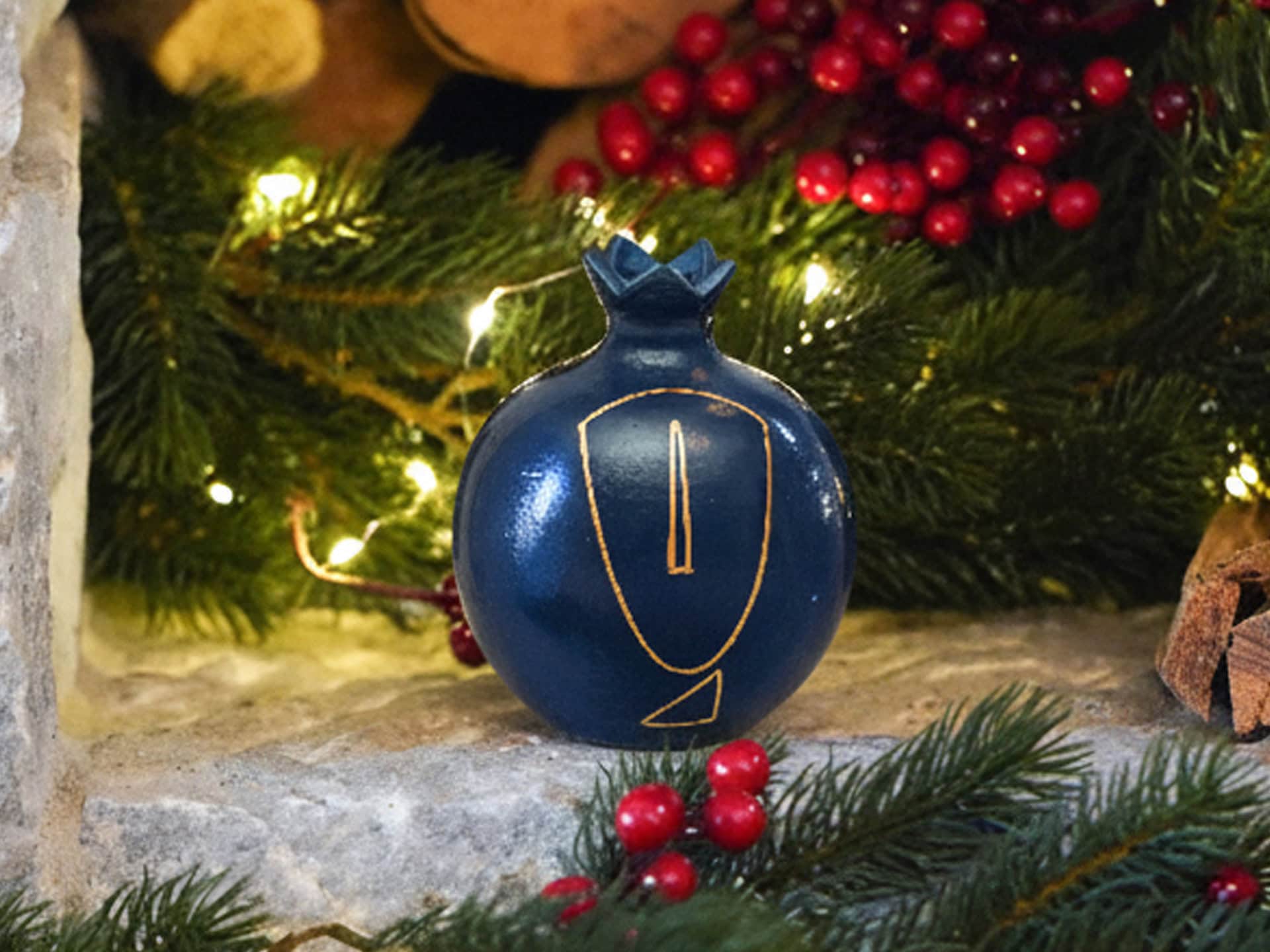 Festive Pomegranate 2026 – Blue with Cycladic Head