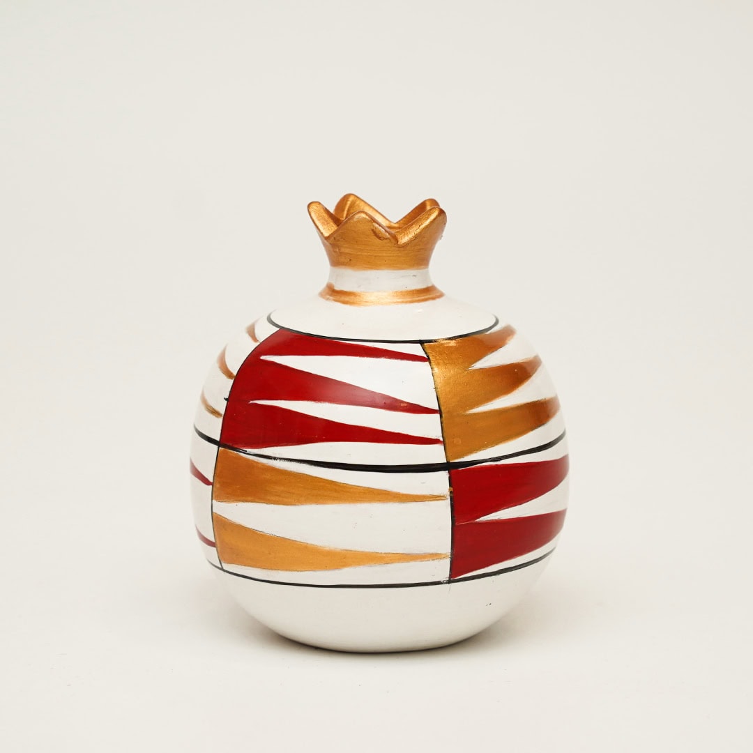 Γιορτινό Ρόδι 2026 – Λευκό με Κόκκινες και Χρυσές Λεπτομέρειες