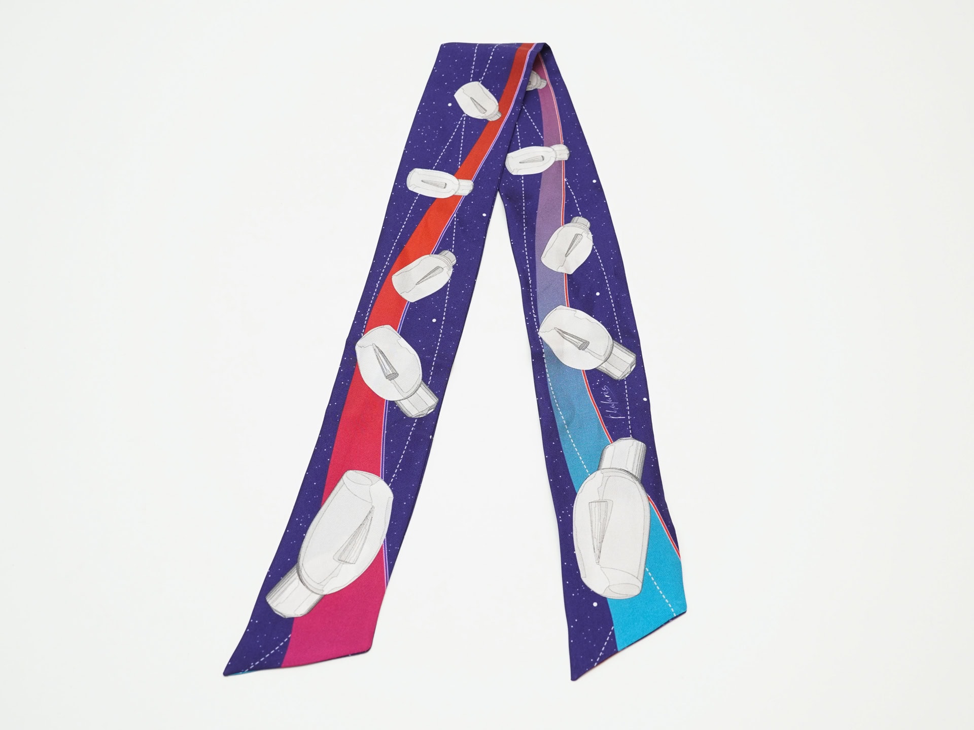 Silk Scarf “Twilly” – Red and Blue