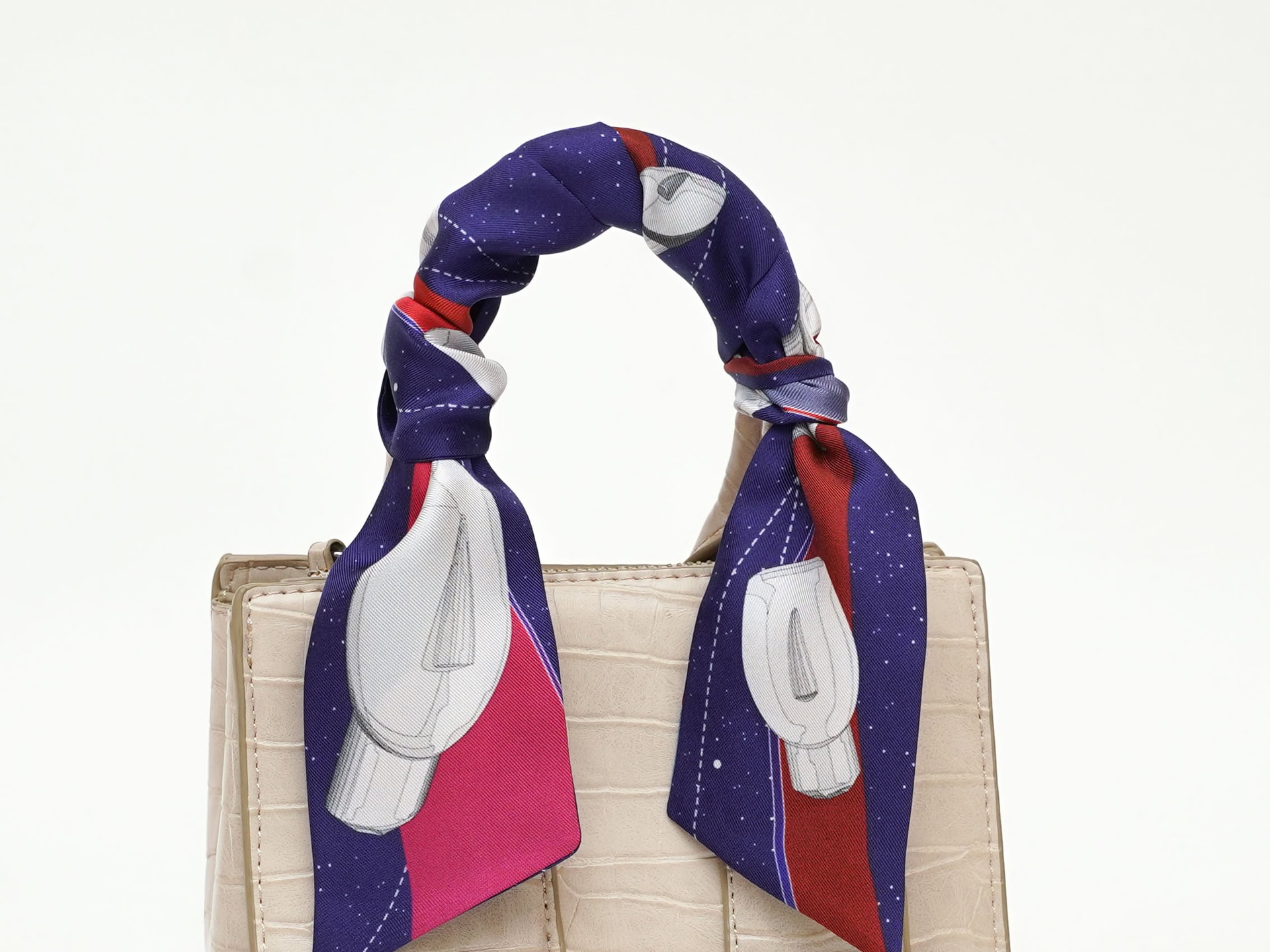 Silk Scarf “Twilly” – Red and Blue