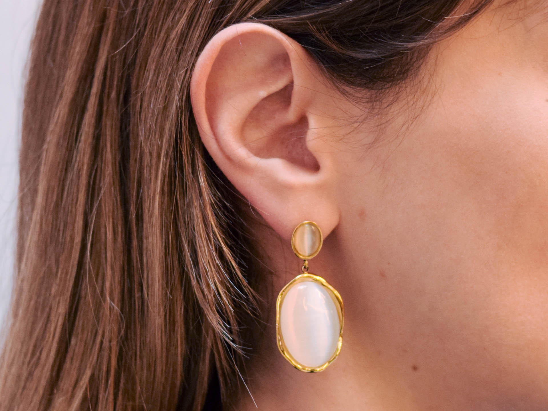 Earrings with White Stones